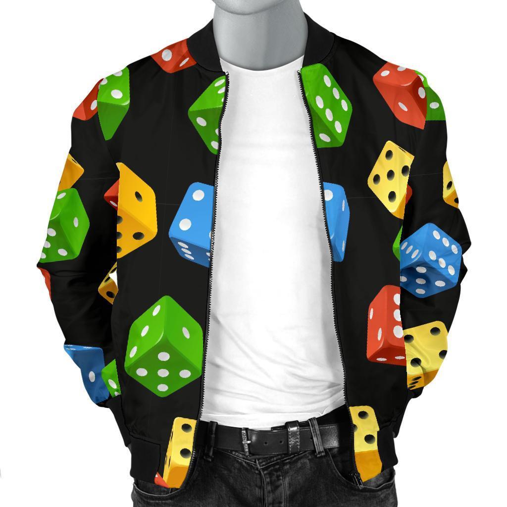 Dice Colorful Pattern Print Men's Bomber Jacket-grizzshop