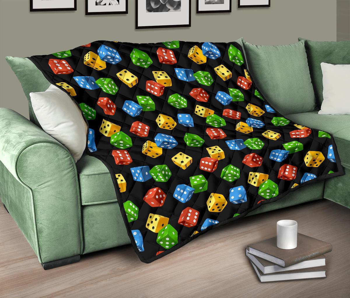 Dice Colorful Pattern Print Quilt-grizzshop