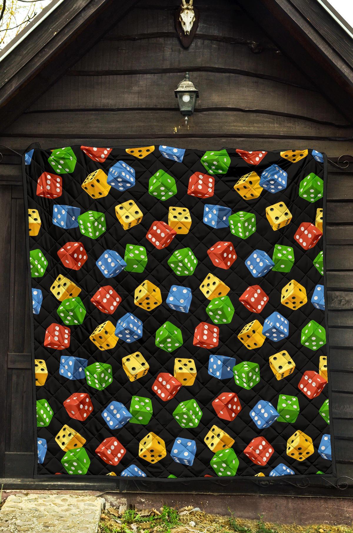 Dice Colorful Pattern Print Quilt-grizzshop