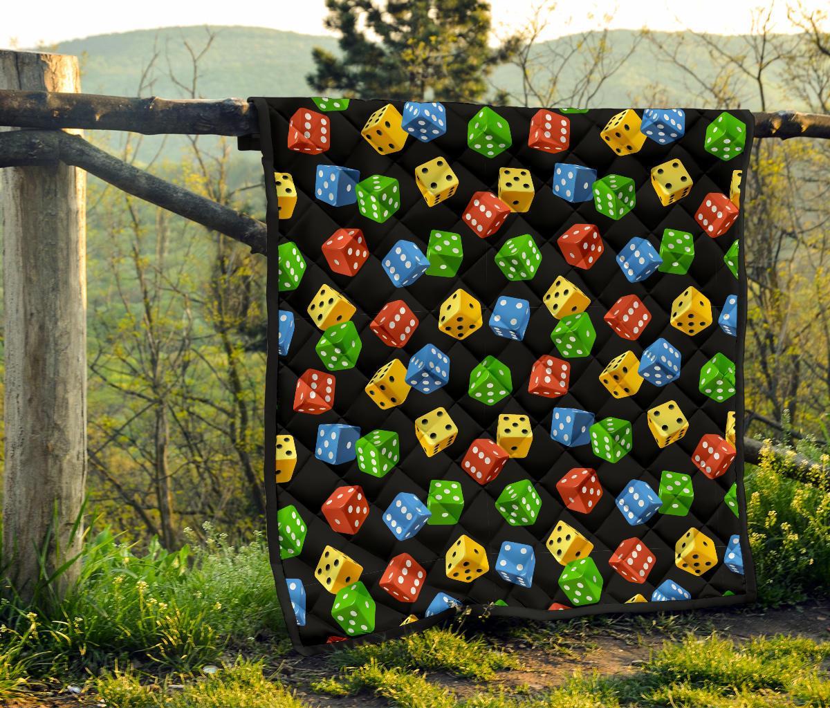 Dice Colorful Pattern Print Quilt-grizzshop