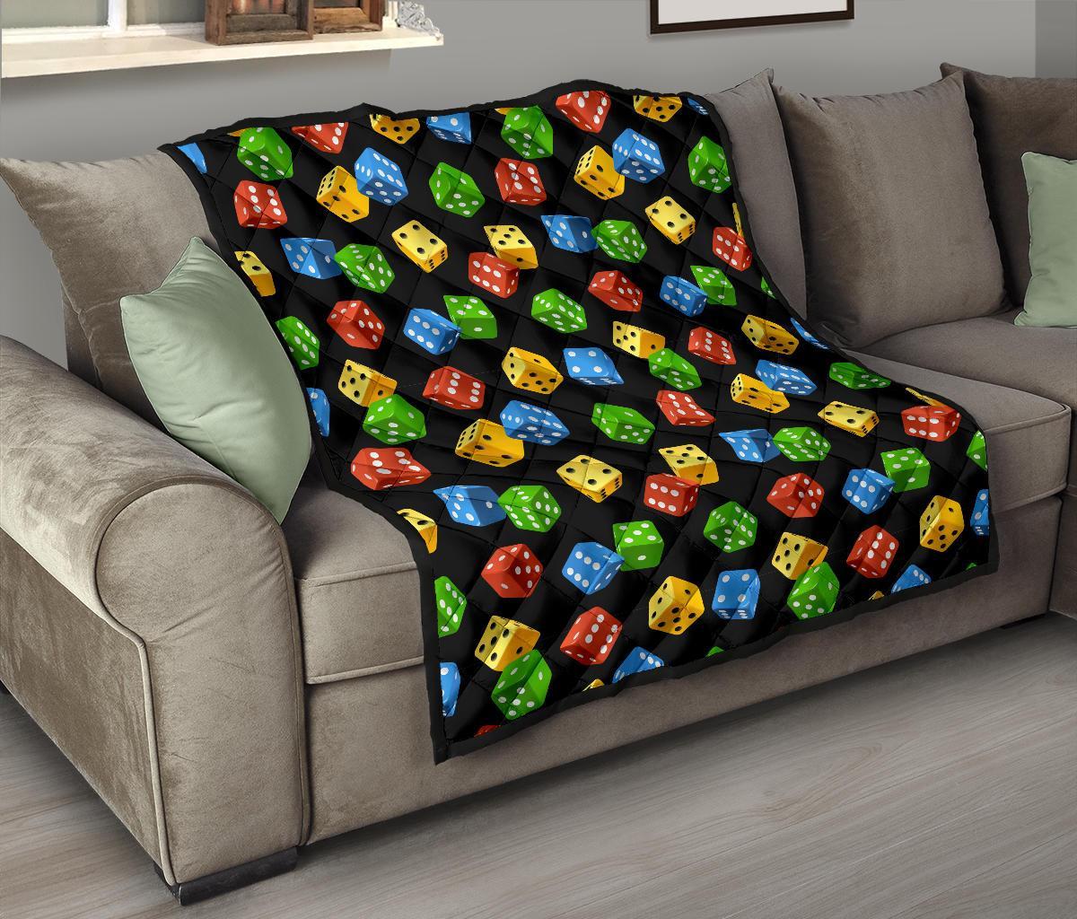 Dice Colorful Pattern Print Quilt-grizzshop