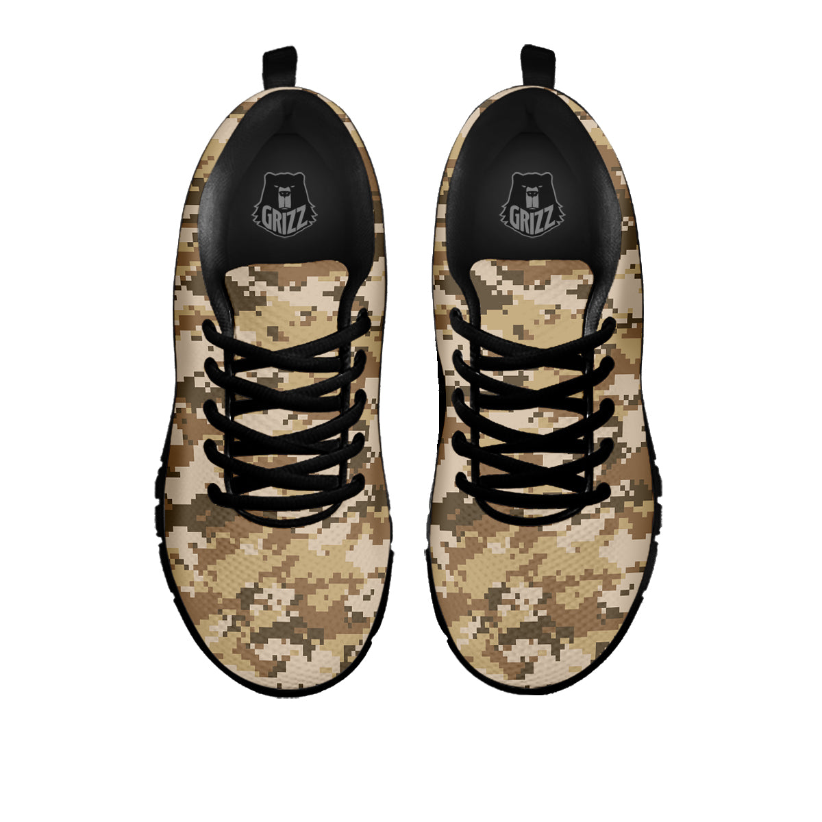 Digital Camo Beige Print Pattern Black Sneaker-grizzshop