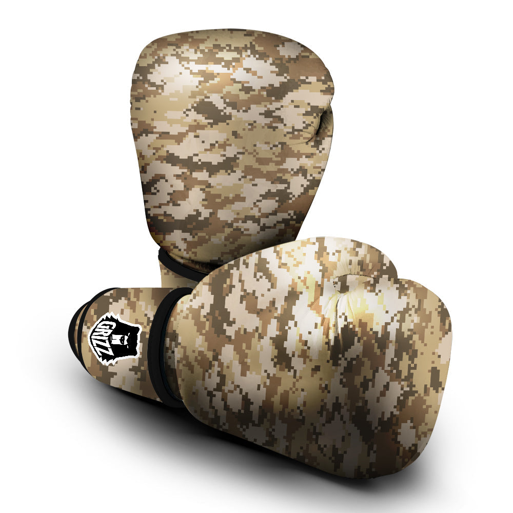 Digital Camo Beige Print Pattern Boxing Gloves-grizzshop