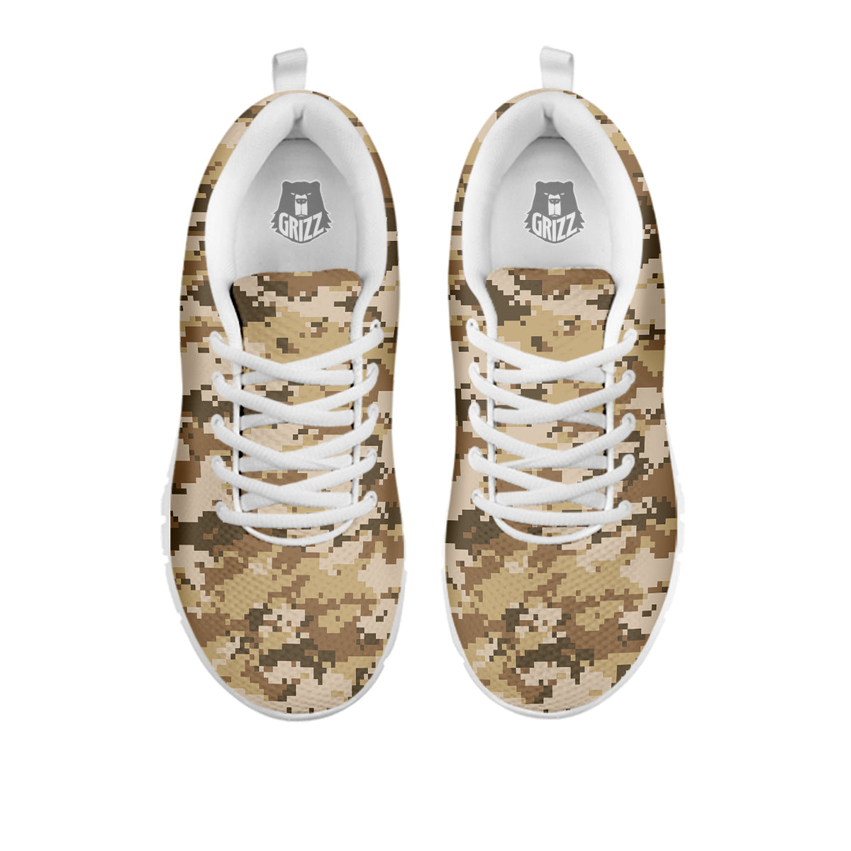 Digital Camo Beige Print Pattern White Sneaker-grizzshop