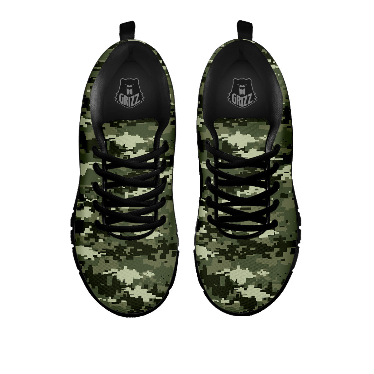 Digital Camo Desert Print Pattern Black Sneaker-grizzshop