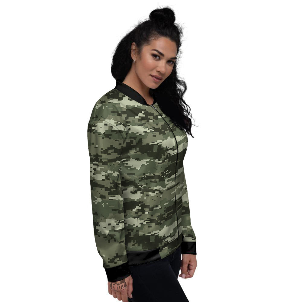 Digital Camo Desert Print Pattern Women's Bomber Jacket-grizzshop