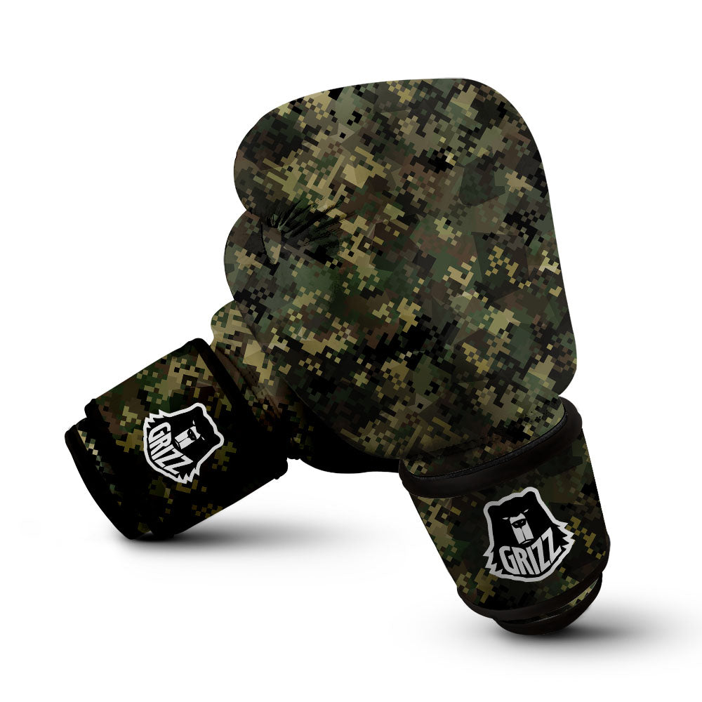 Digital Camo Forest Green Print Pattern Boxing Gloves-grizzshop