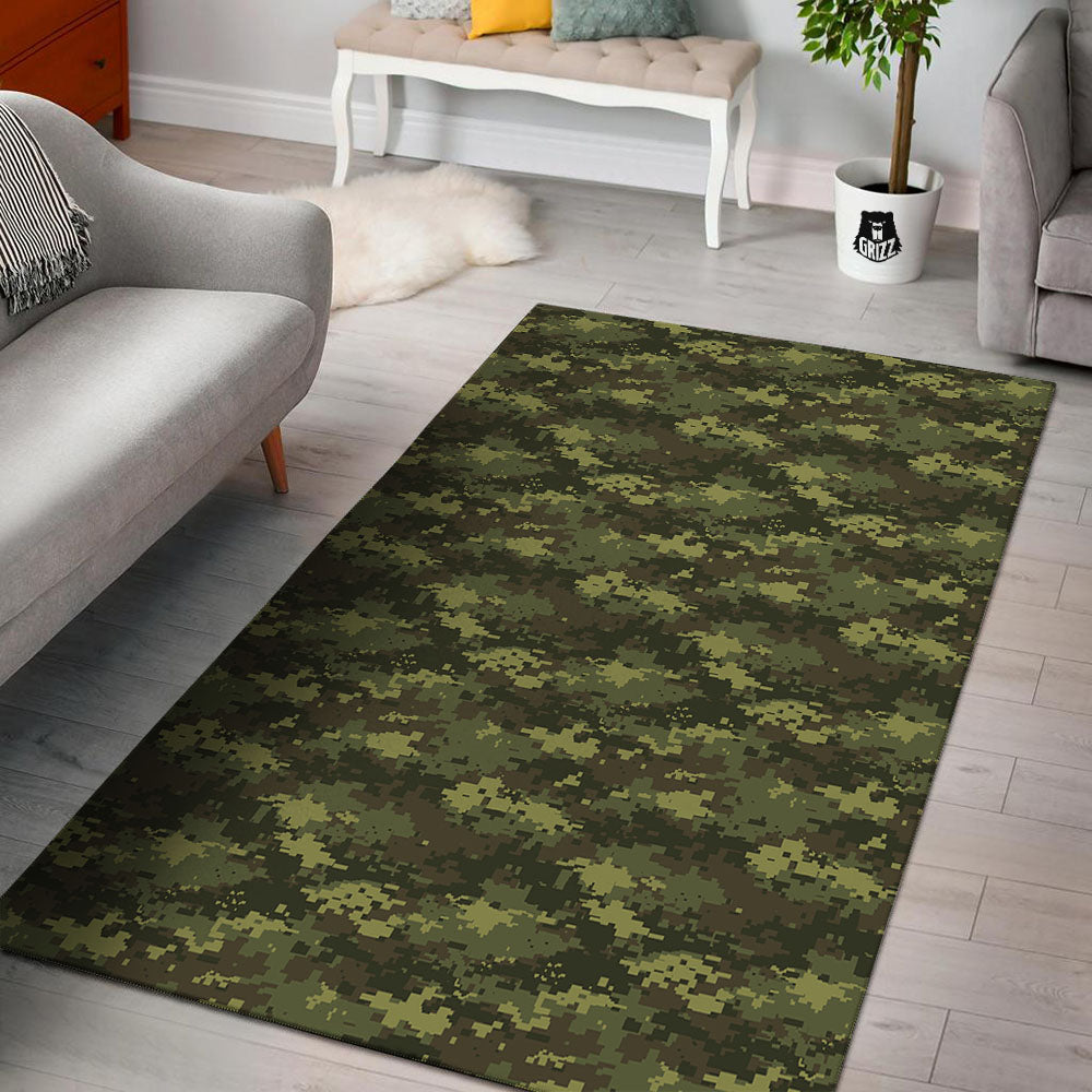 Digital Camo Green Print Pattern Floor Mat-grizzshop