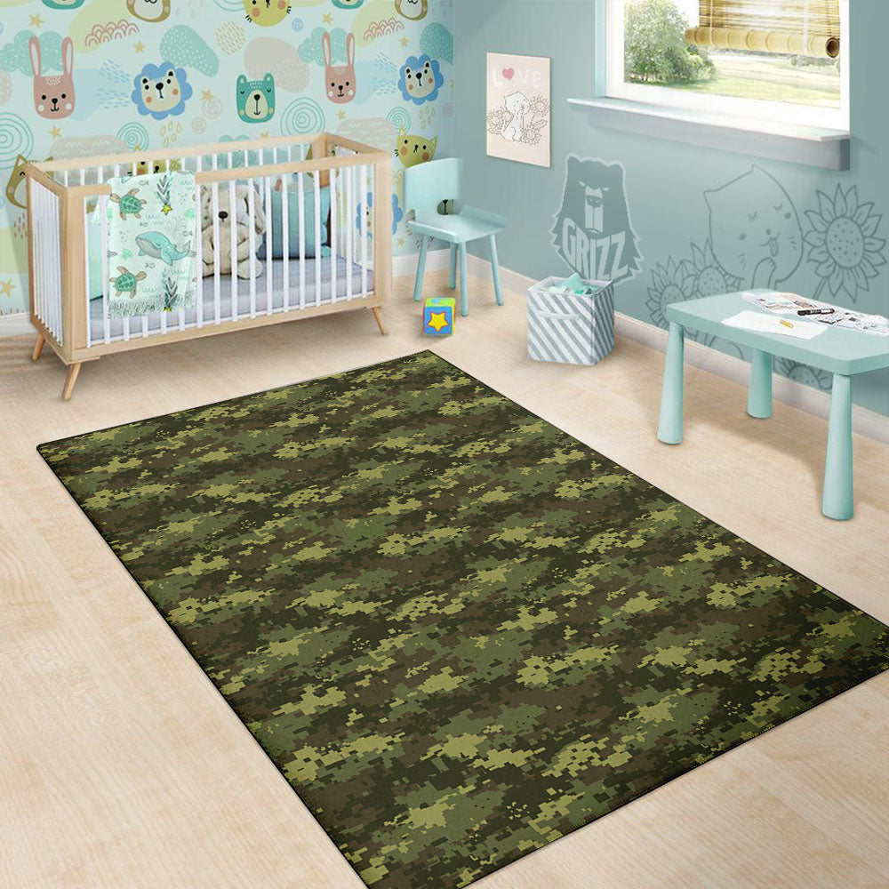 Digital Camo Green Print Pattern Floor Mat-grizzshop