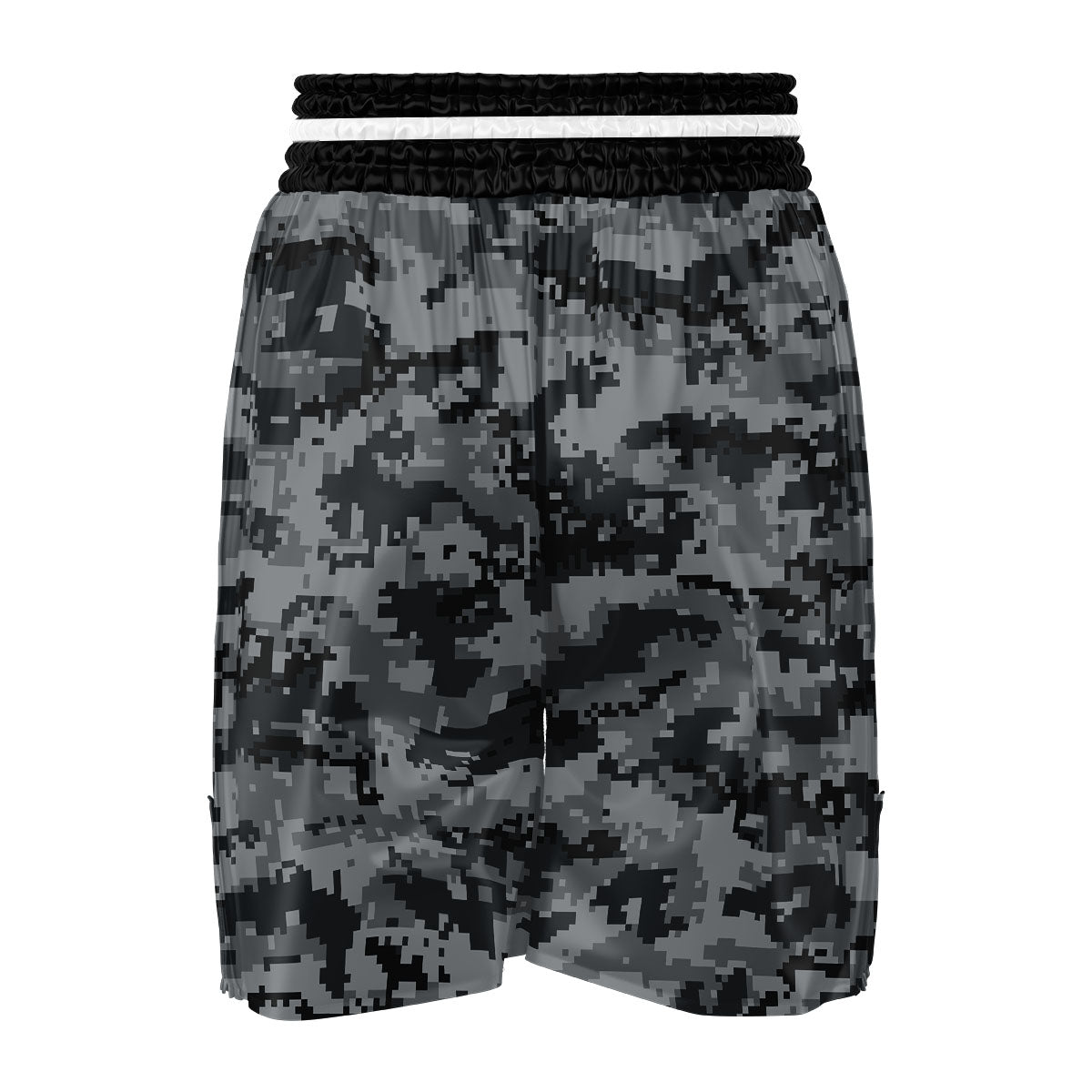 Digital Camo Grey And Black Print Boxing Shorts-grizzshop