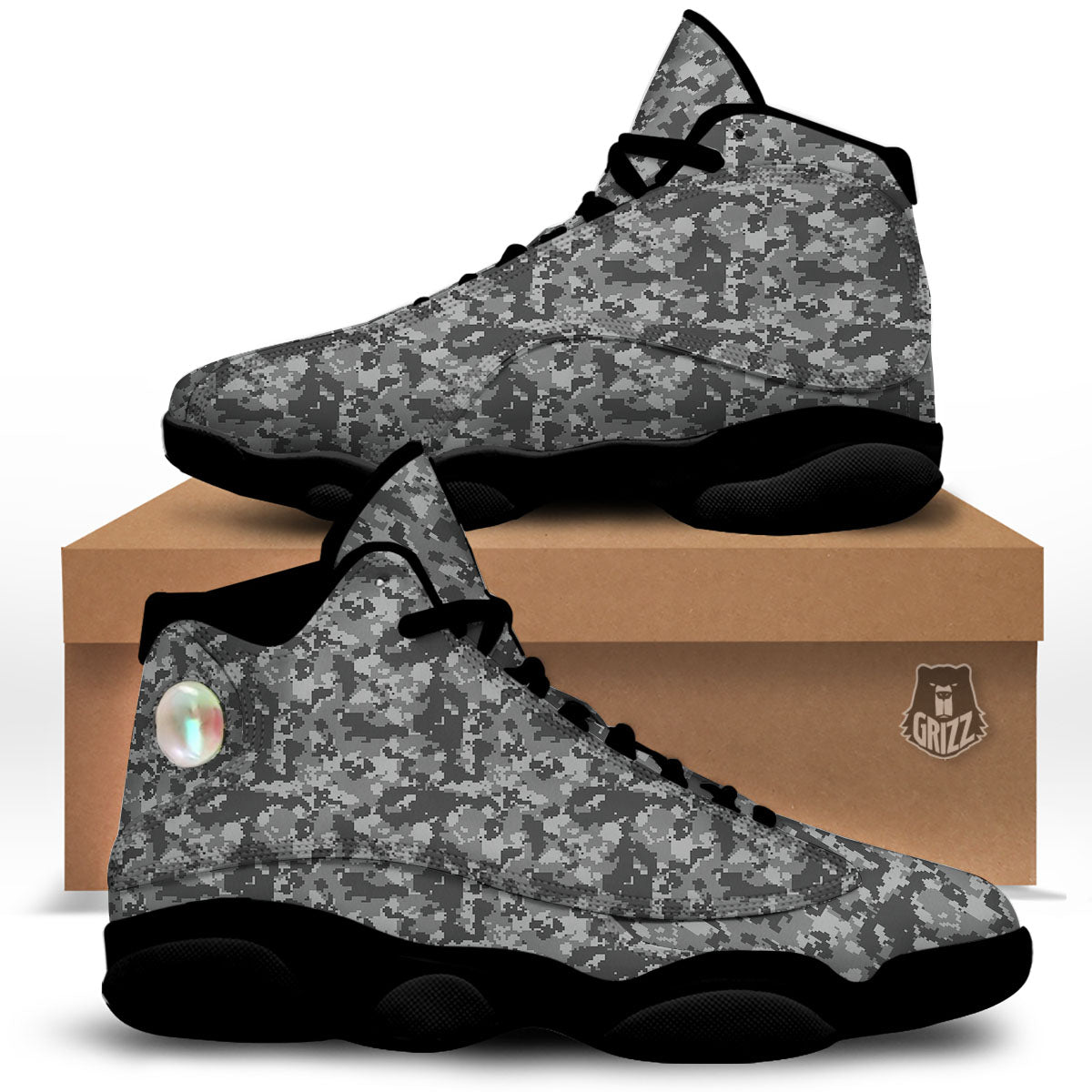 Grey Camouflage Print Canvas Shoes