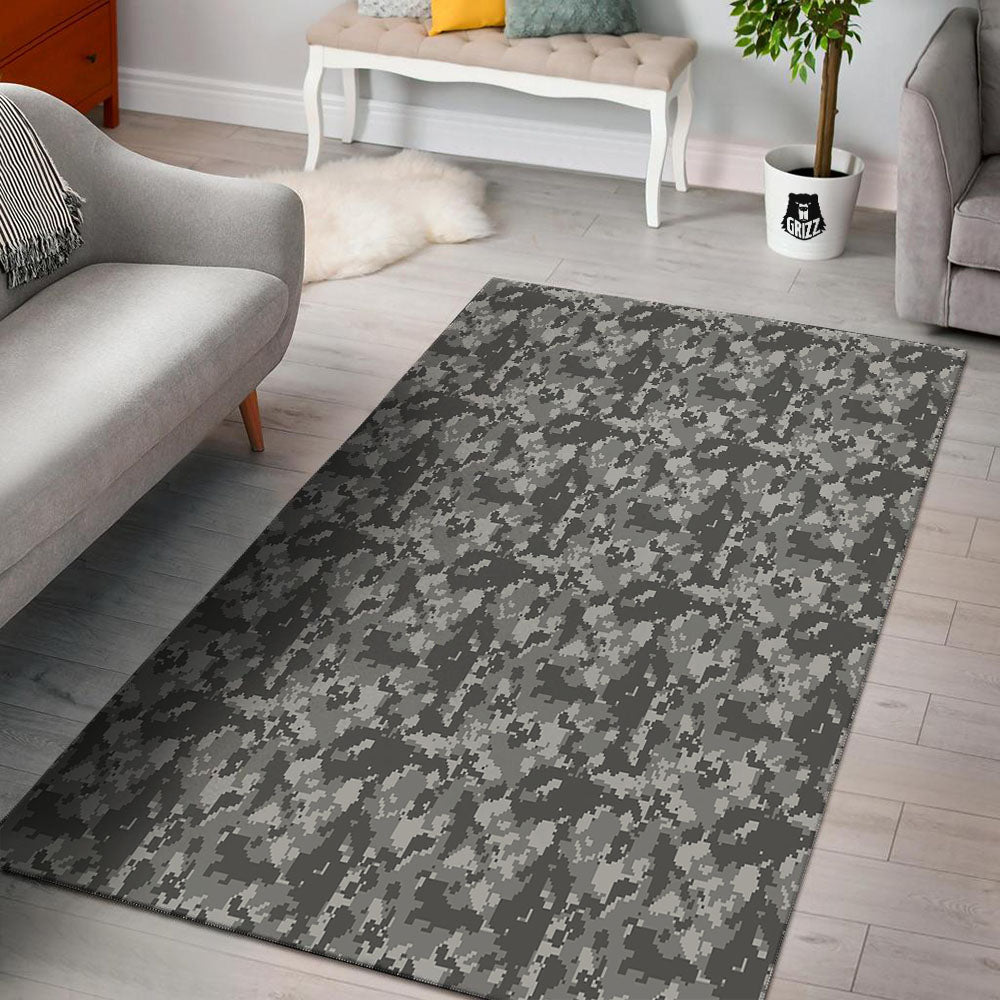 Digital Camo Grey Print Pattern Floor Mat-grizzshop