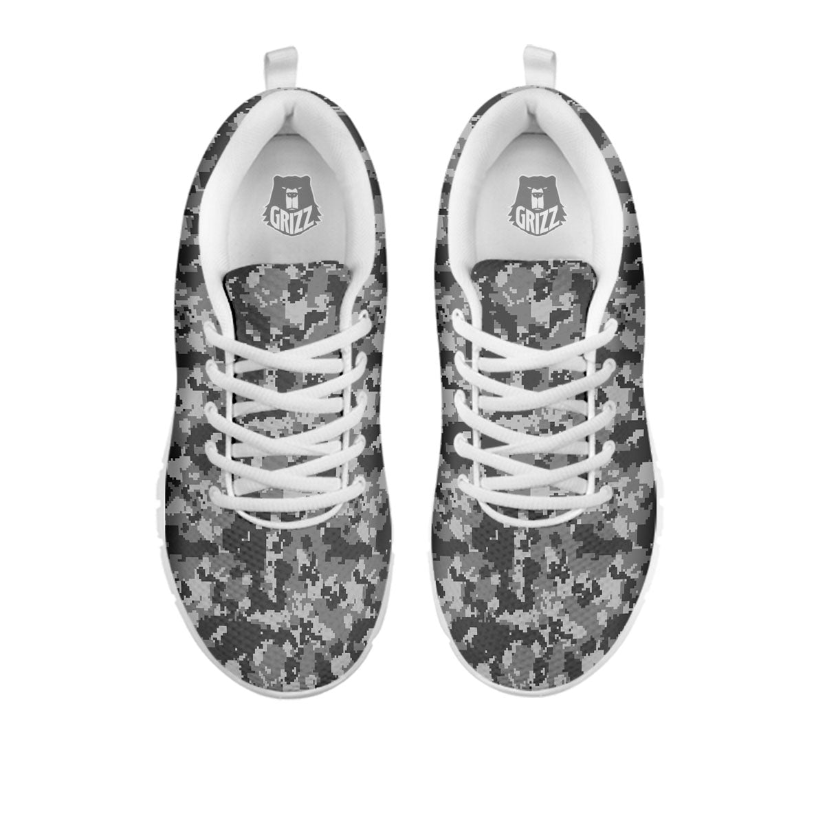 Digital Camo Grey Print Pattern White Sneaker-grizzshop