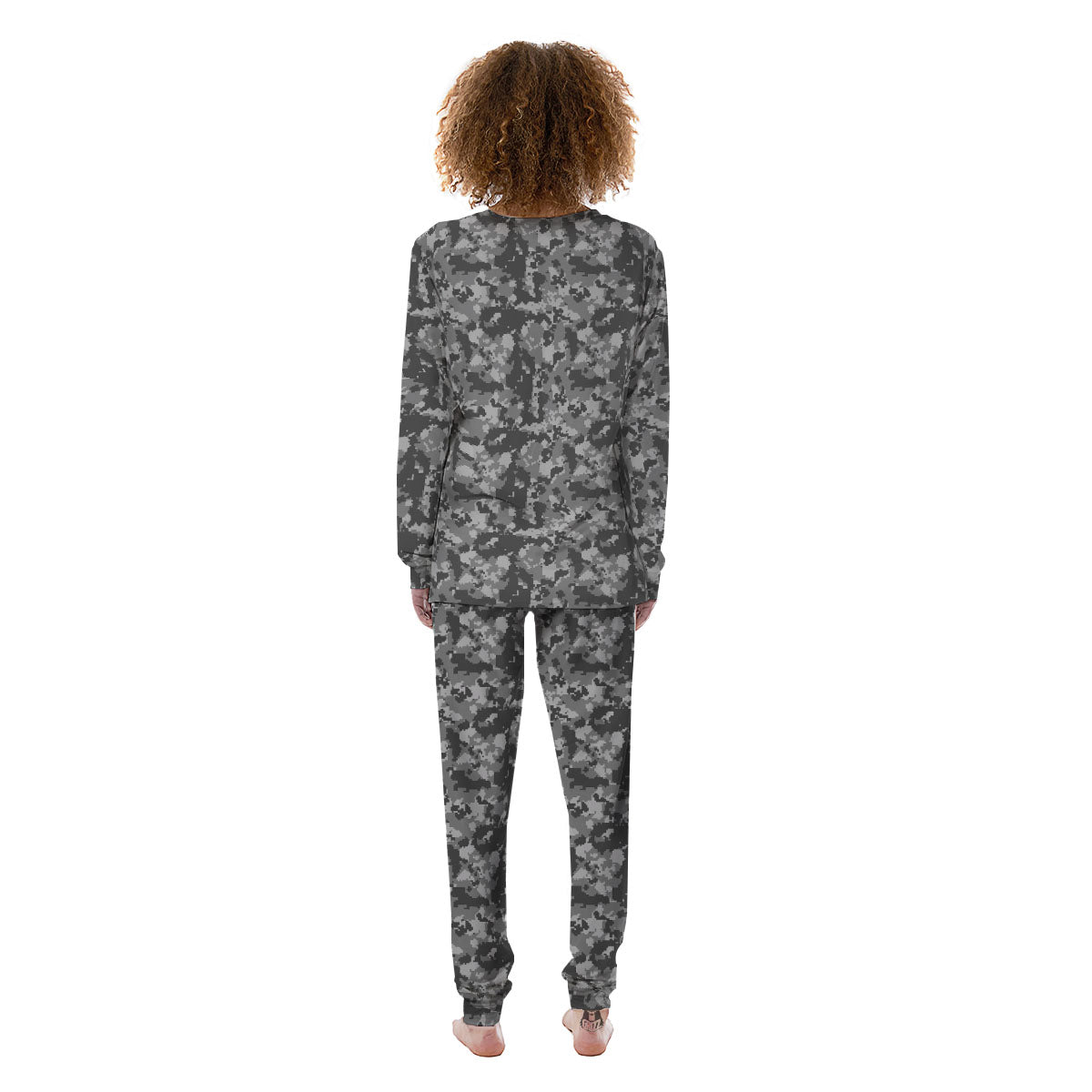 Digital Camo Grey Print Pattern Women's Pajamas-grizzshop