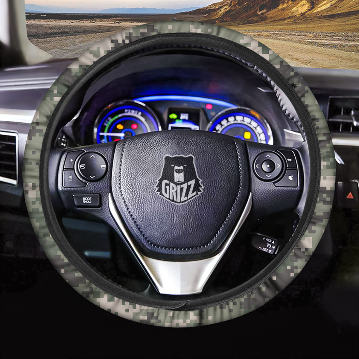 Digital Camo Military Print Pattern Car Steering Wheel Cover-grizzshop
