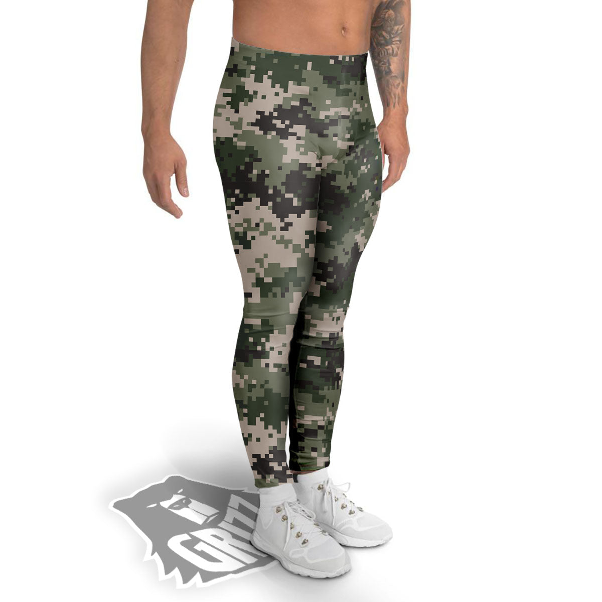 Digital Camo Military Print Pattern Men's Leggings-grizzshop