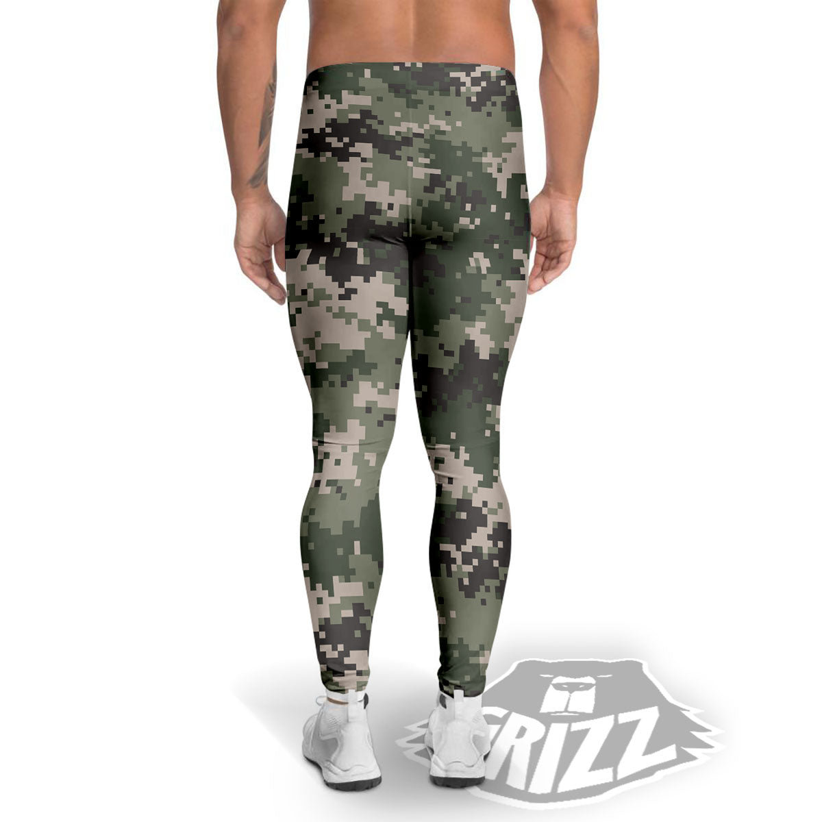 Digital Camo Military Print Pattern Men's Leggings-grizzshop