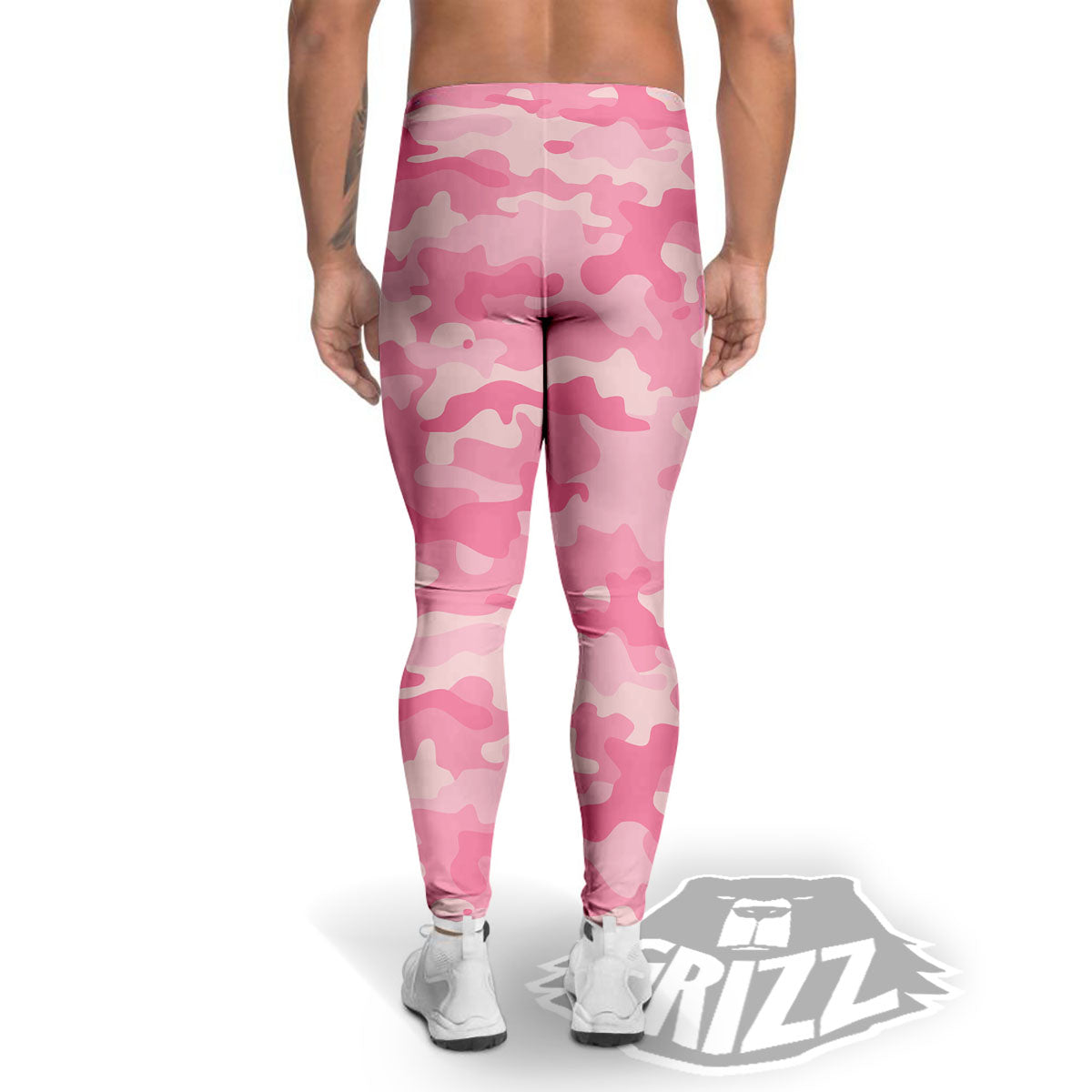 Digital Camo Pink Print Pattern Men's Leggings-grizzshop