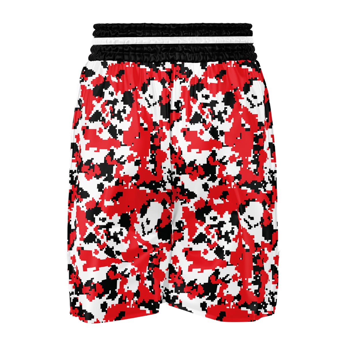 Digital Camo Red White And Black Print Pattern Boxing Shorts-grizzshop