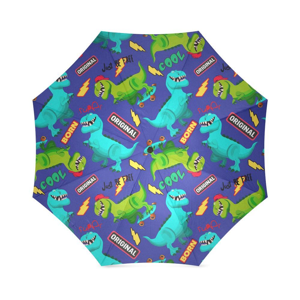Dino Dinosaur Cartoon Pattern Print Foldable Umbrella-grizzshop