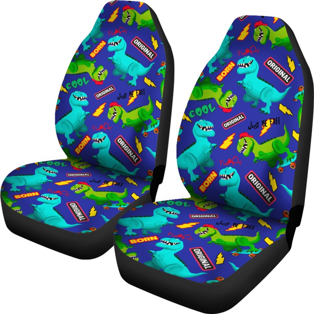 Dino Dinosaur Cartoon Pattern Print Universal Fit Car Seat Cover-grizzshop