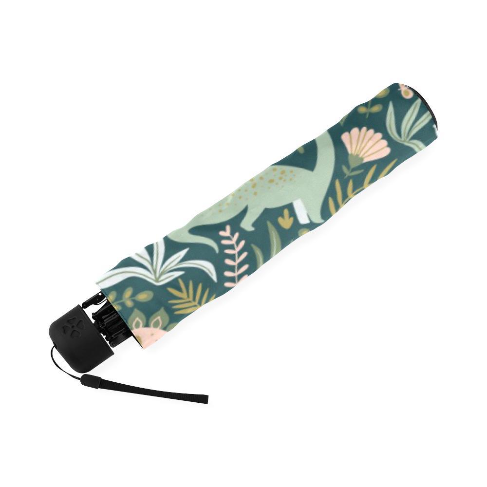 Dino Dinosaur Flower Leaf Pattern Print Foldable Umbrella-grizzshop