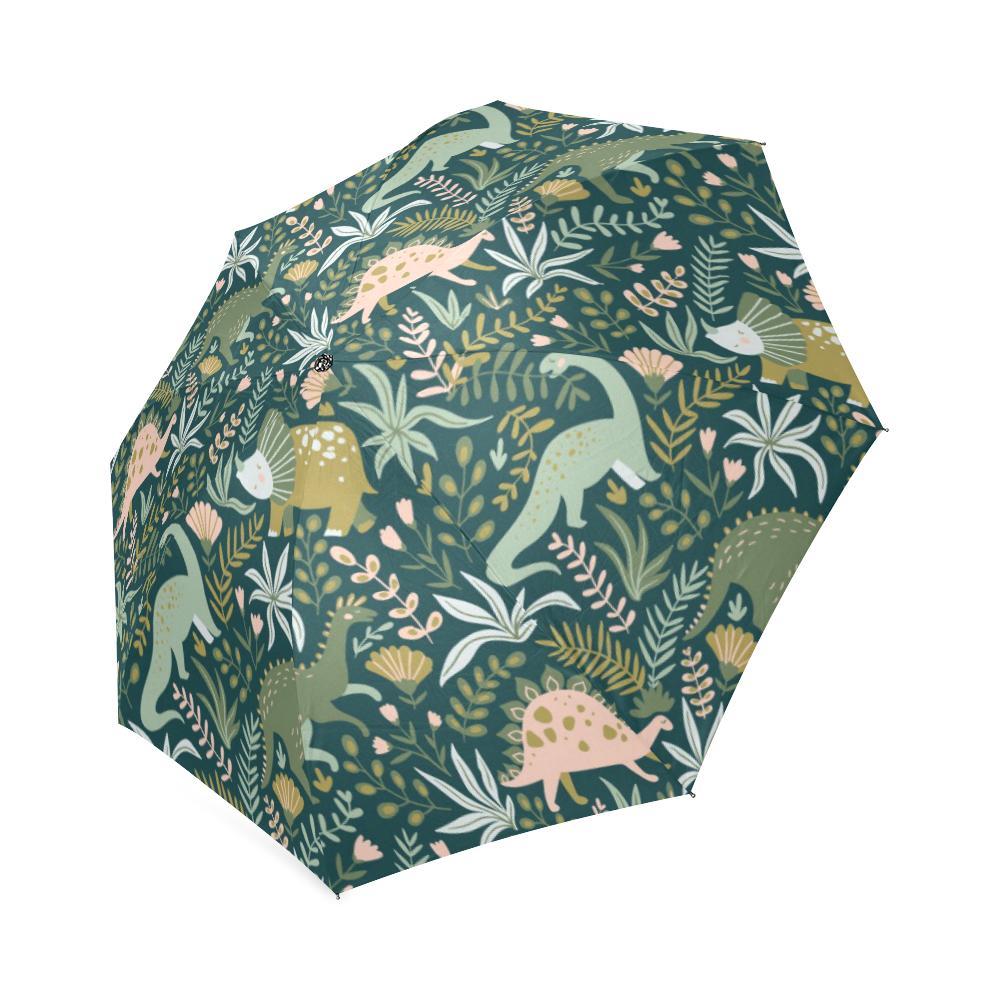 Dino Dinosaur Flower Leaf Pattern Print Foldable Umbrella-grizzshop