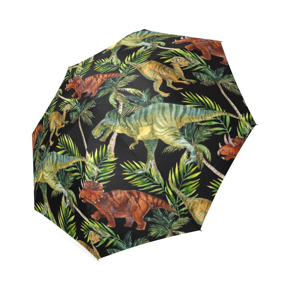 Dino Dinosaur Palm Leaf Pattern Print Foldable Umbrella-grizzshop