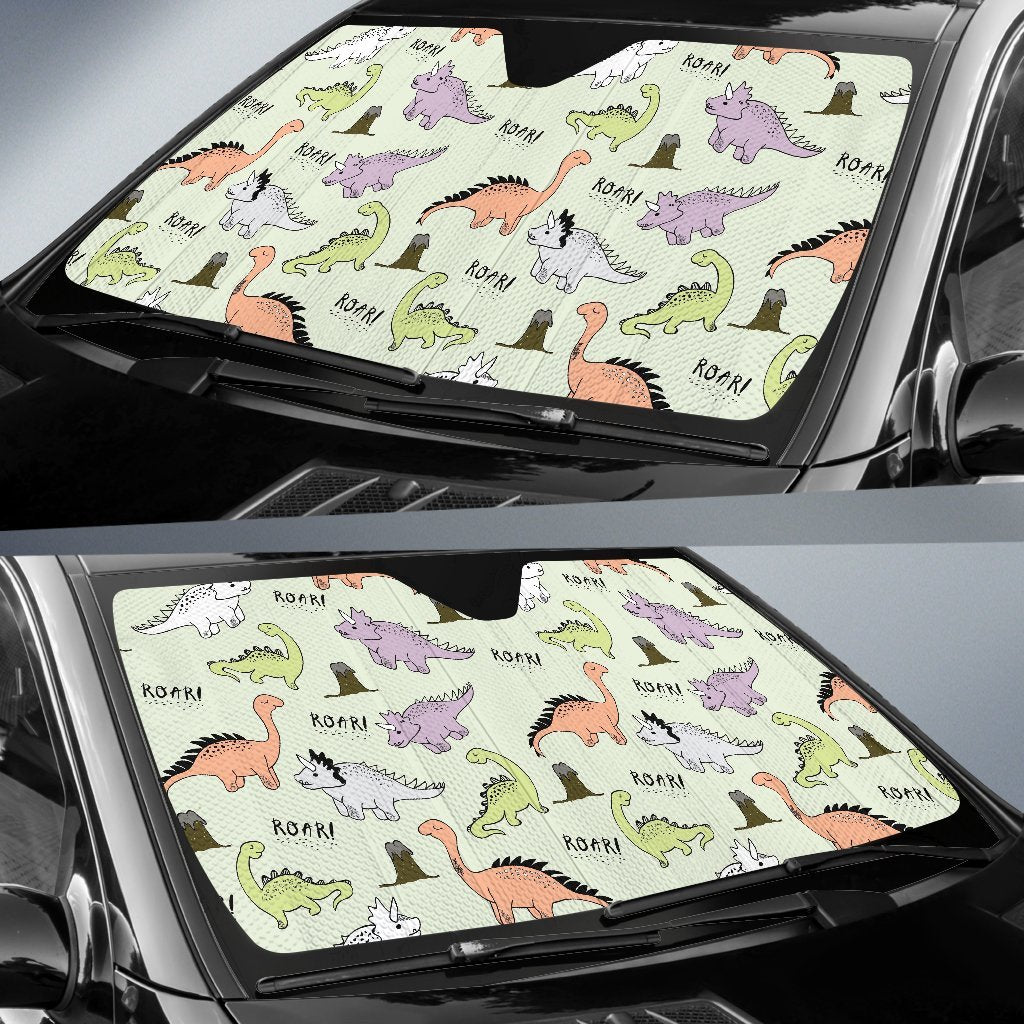 Dino Roar Dinosaur Pattern Print Car Sun Shade-grizzshop