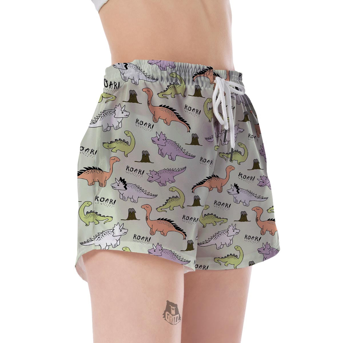 Dino Roar Dinosaur Pattern Print Women's Shorts-grizzshop