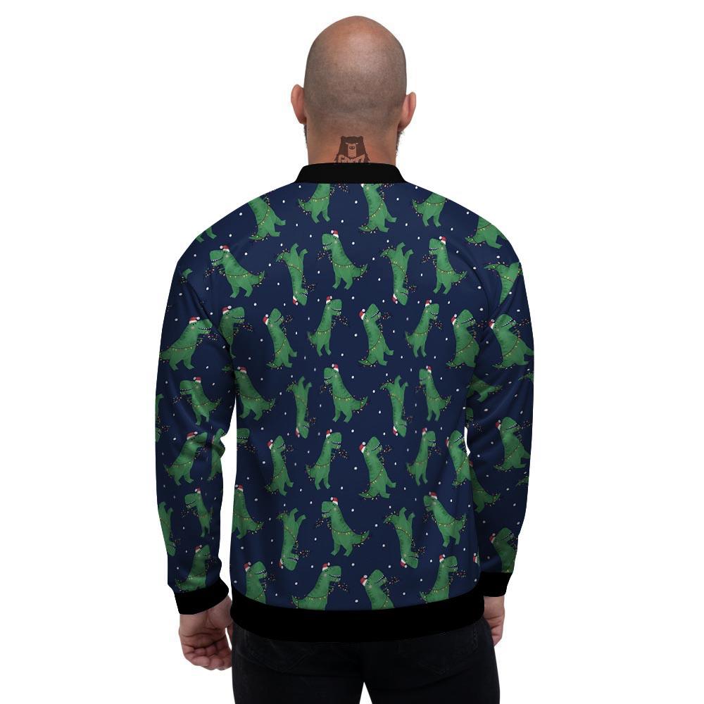 Dino T-Rex Christmas Santa Claus Print Pattern Men's Bomber Jacket-grizzshop