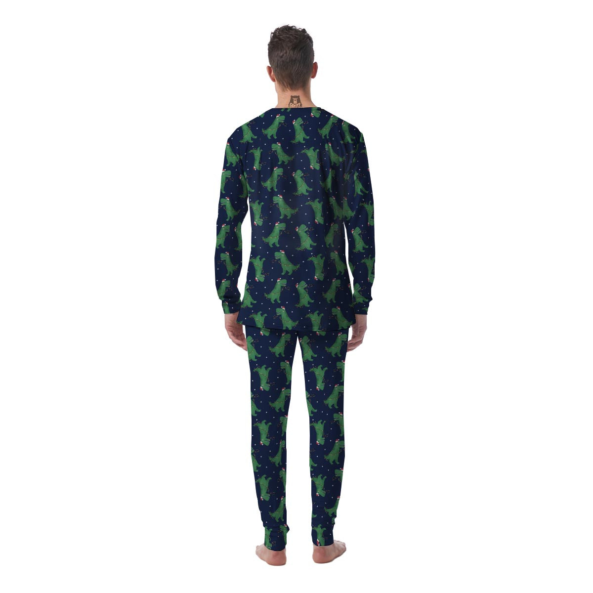 Dino T-Rex Christmas Santa Claus Print Pattern Men's Pajamas-grizzshop