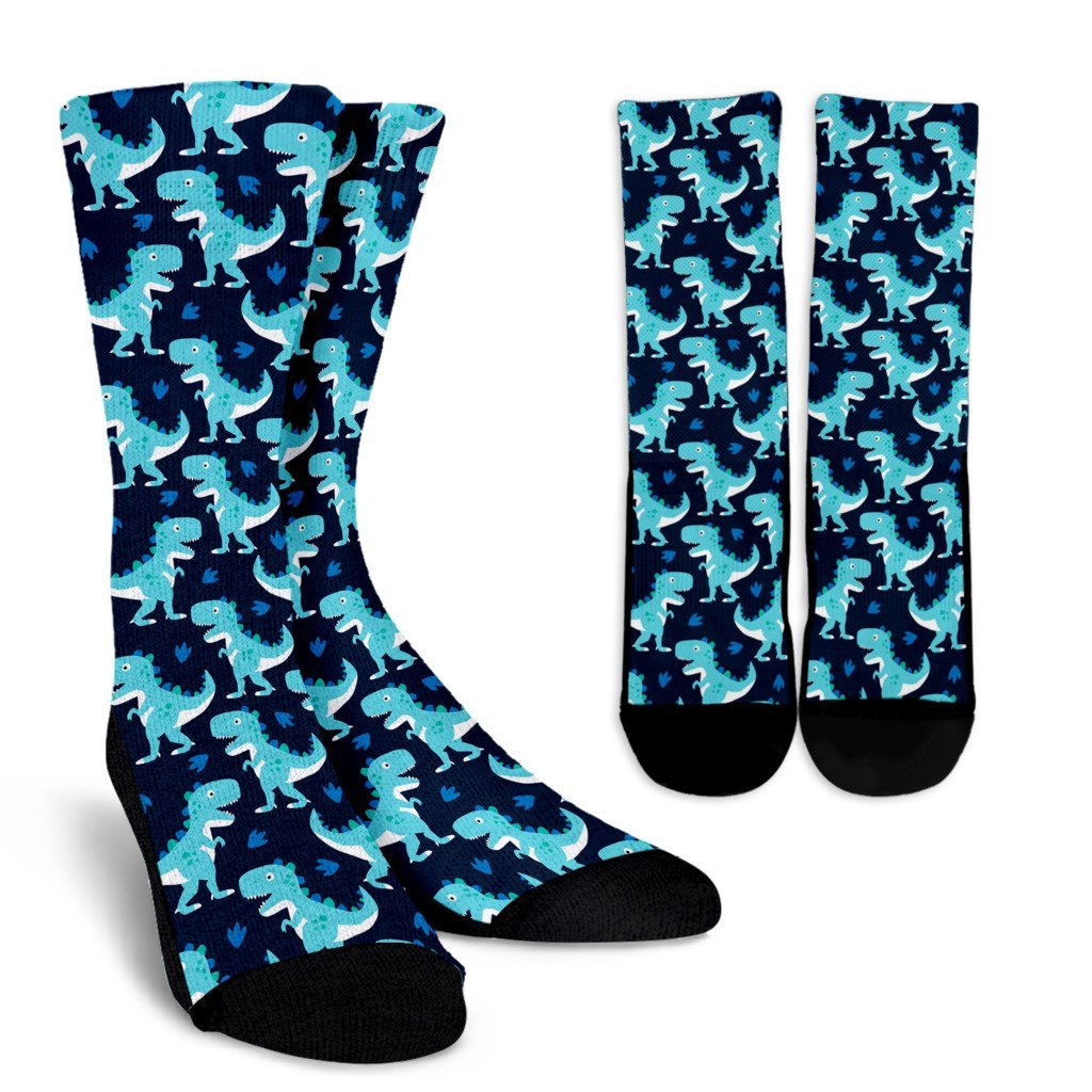 Dino Cartoon Dinosaur Pattern Print Unisex Crew Socks-grizzshop