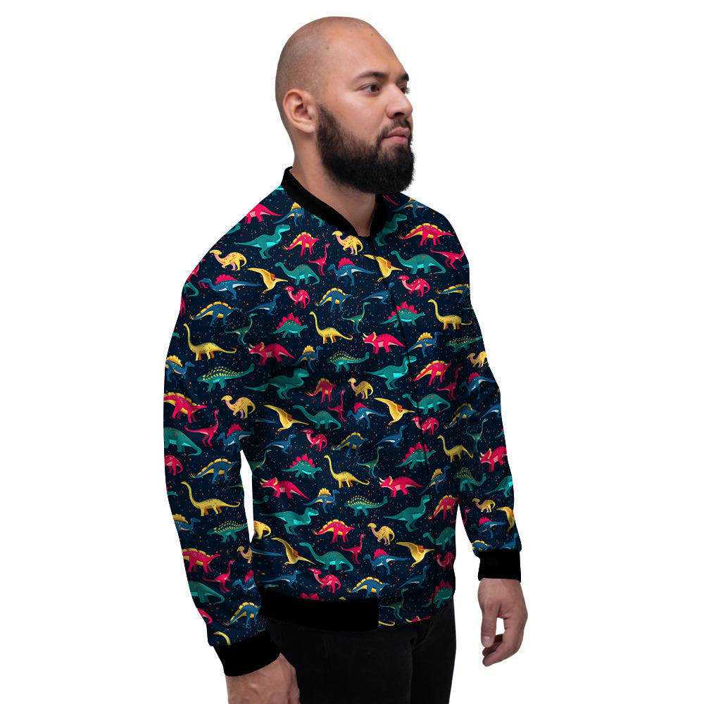 Dinosaur Colorful Print Pattern Men's Bomber Jacket-grizzshop