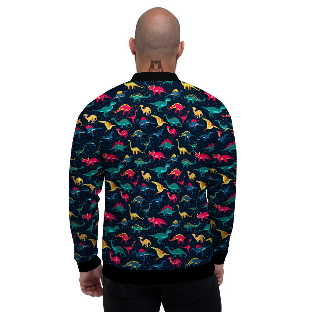 Dinosaur Colorful Print Pattern Men's Bomber Jacket-grizzshop