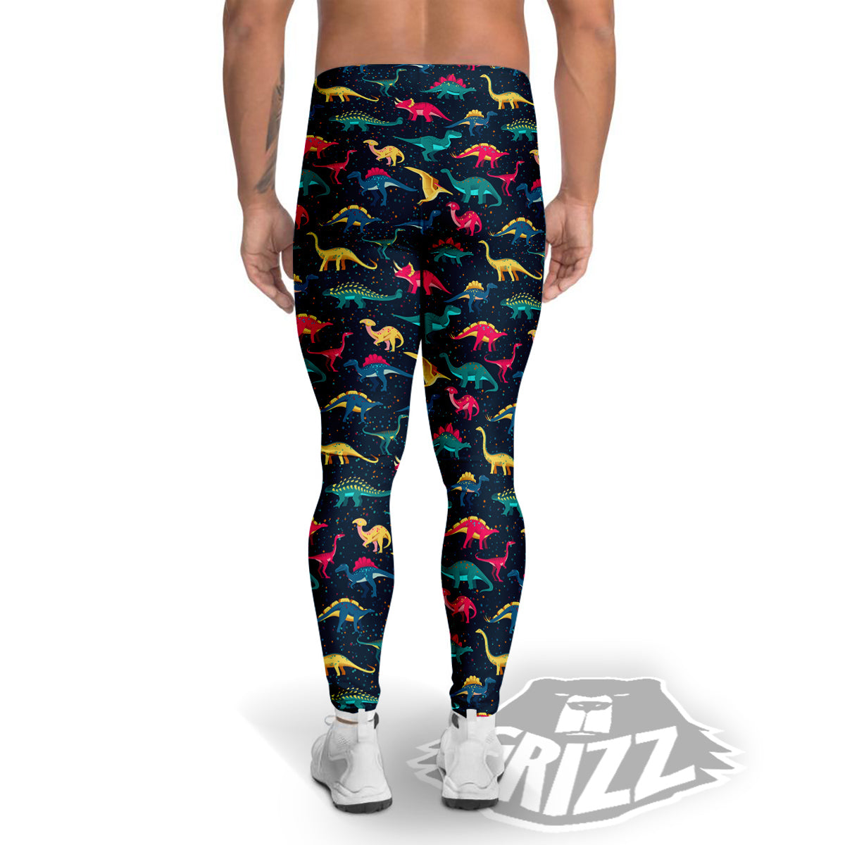 Dinosaur Colorful Print Pattern Men's Leggings-grizzshop