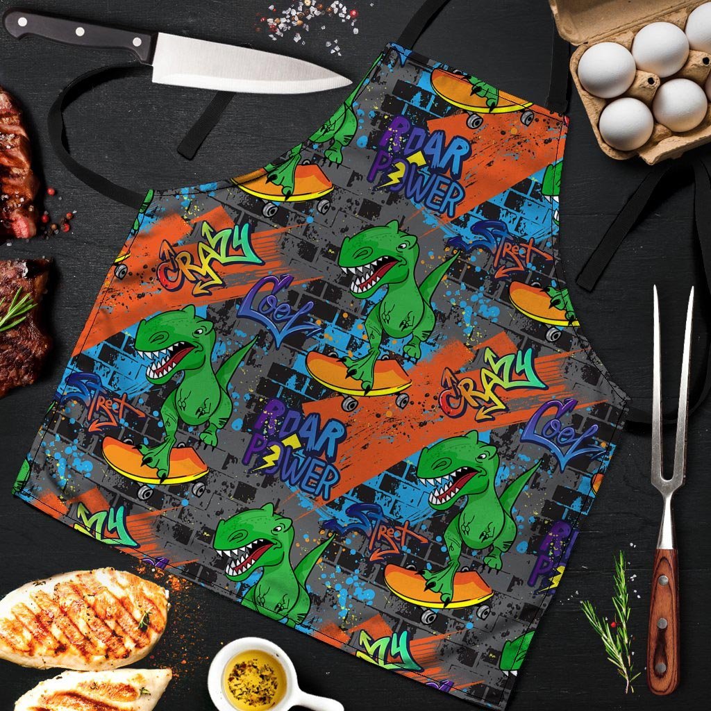 Dinosaur T-rex Graffiti Print Men's Apron-grizzshop