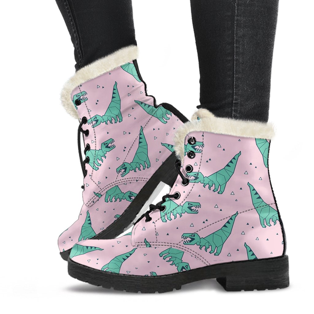Dinosaur T rex Pattern Print Comfy Winter Boots-grizzshop