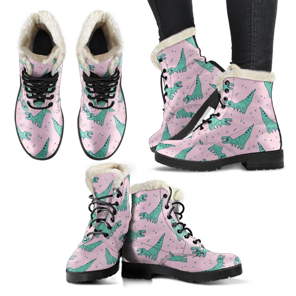 Dinosaur T rex Pattern Print Comfy Winter Boots-grizzshop
