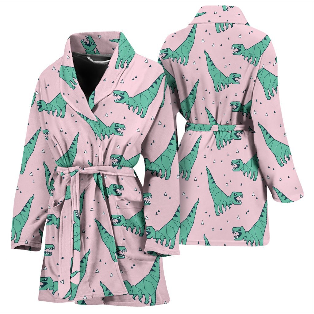 Dinosaur T rex Pattern Print Women Long Robe-grizzshop