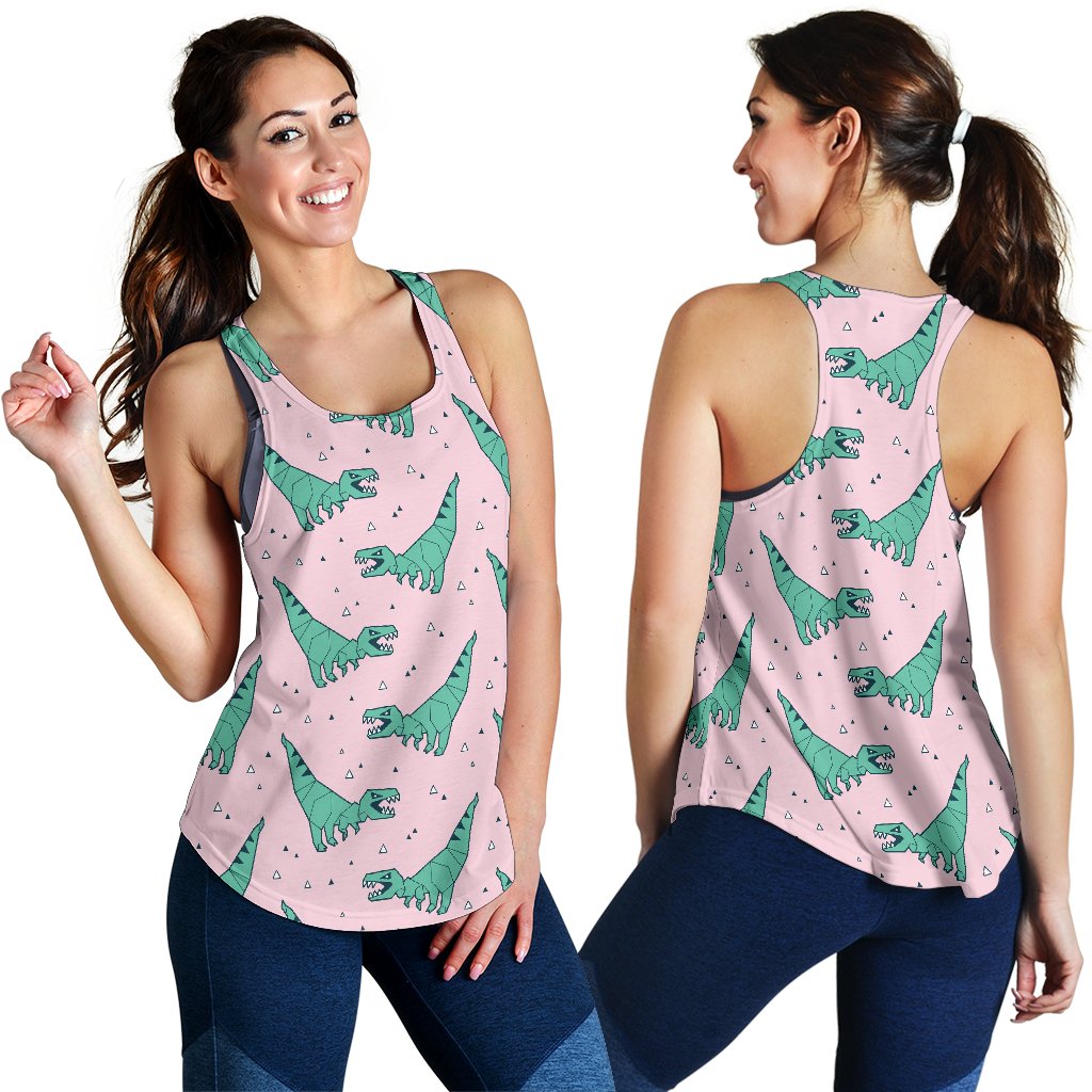Dinosaur T rex Pattern Print Women's Racerback Tank Tops-grizzshop