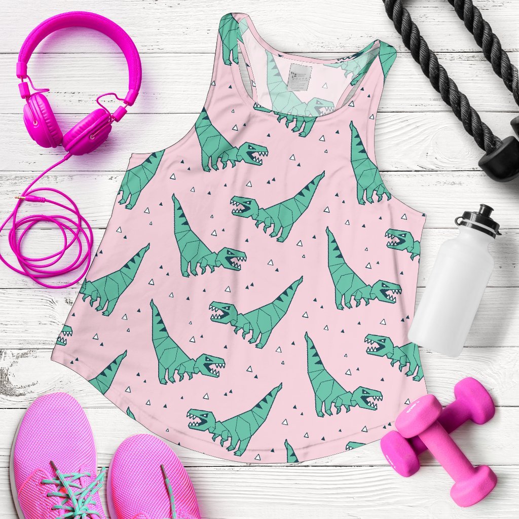 Dinosaur T rex Pattern Print Women's Racerback Tank Tops-grizzshop