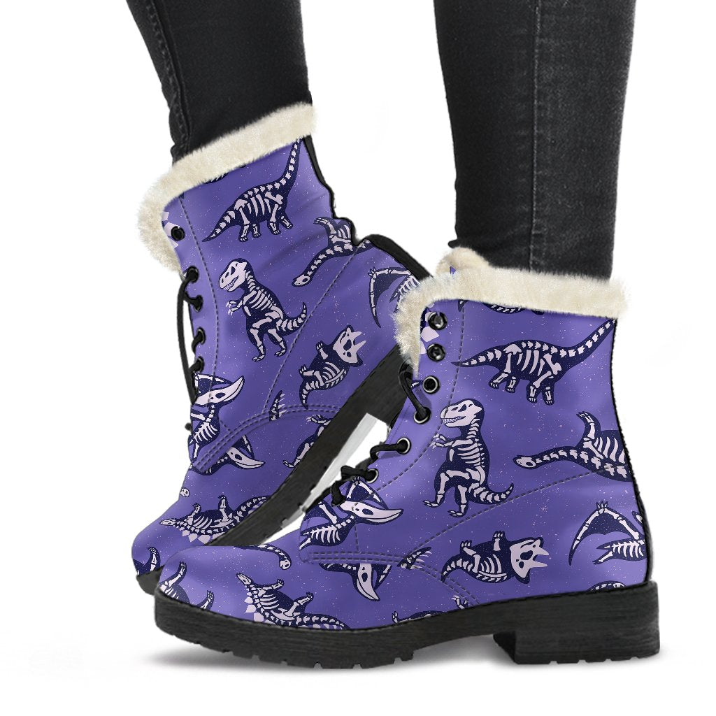 Dinosaur T rex Print Pattern Comfy Winter Boots-grizzshop