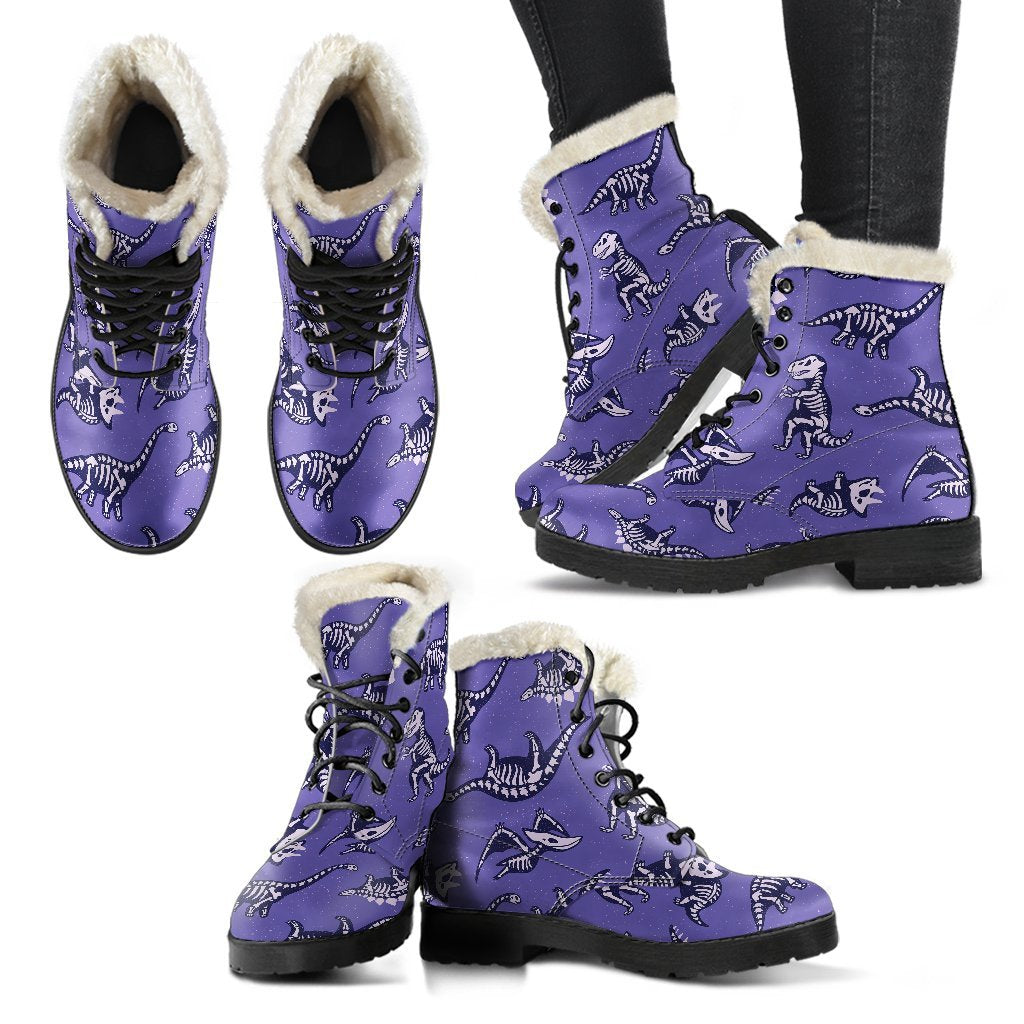 Dinosaur T rex Print Pattern Comfy Winter Boots-grizzshop