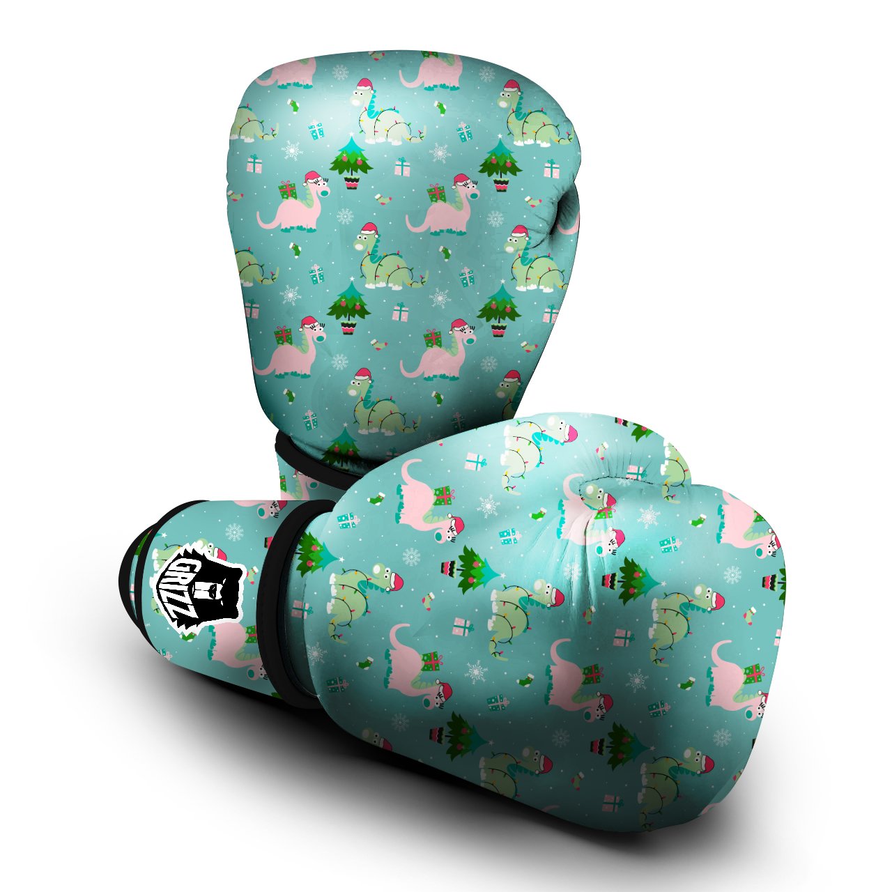Dinosaur Xmas Print Pattern Boxing Gloves-grizzshop