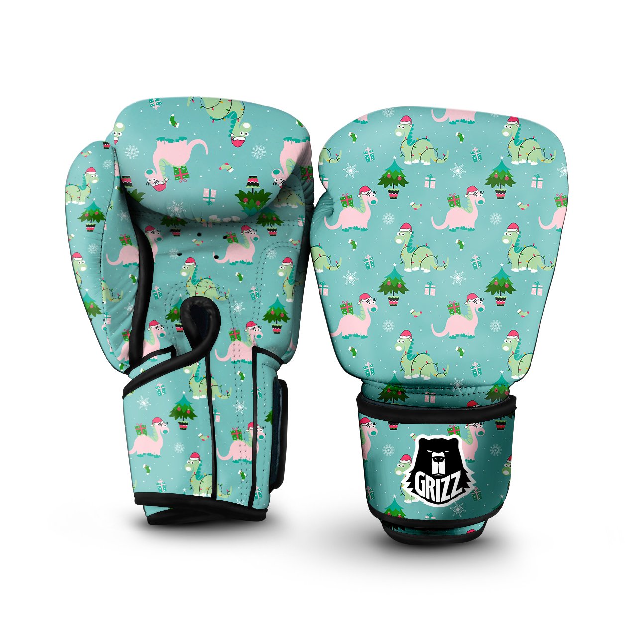 Dinosaur Xmas Print Pattern Boxing Gloves-grizzshop