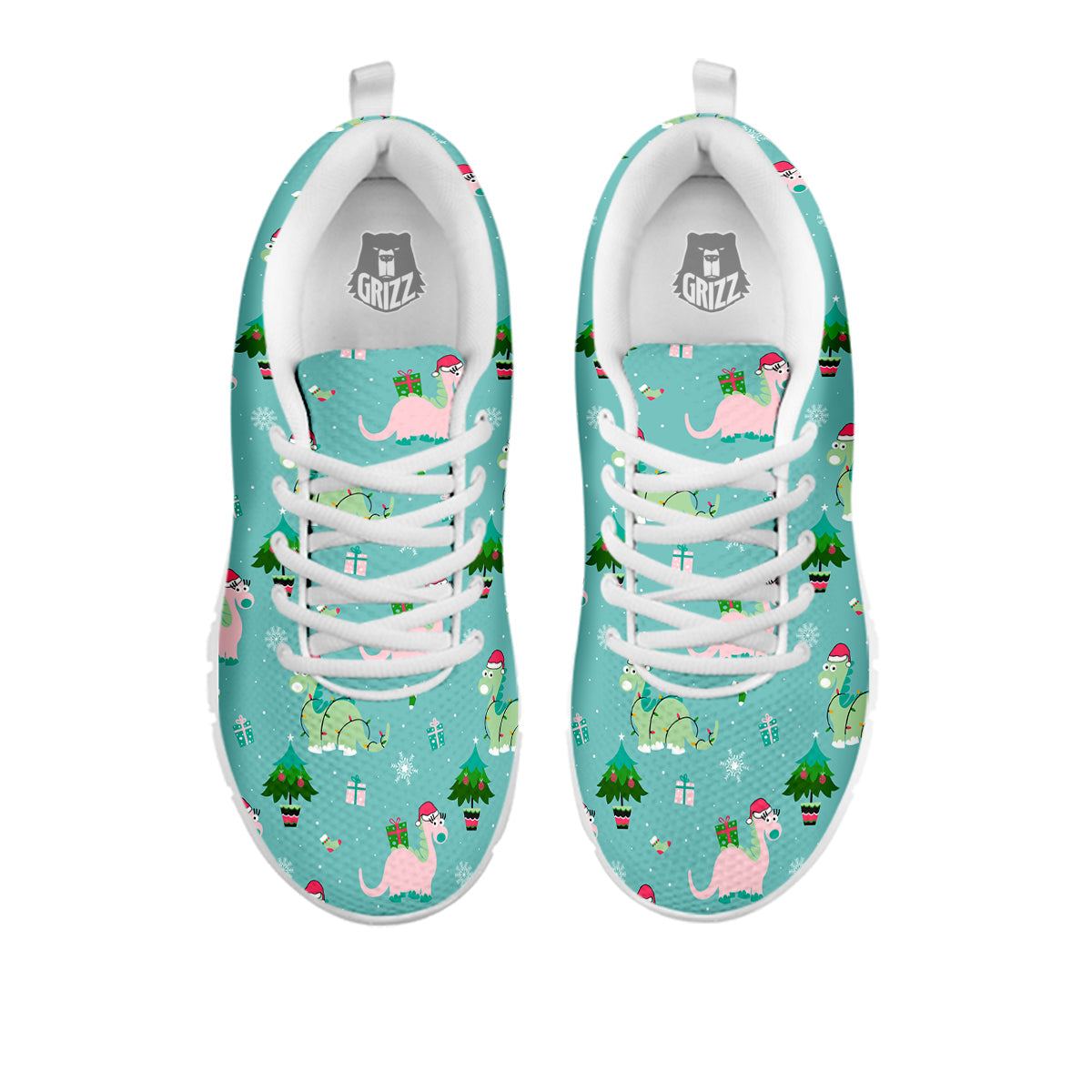 Dinosaur Xmas Print Pattern White Sneaker-grizzshop
