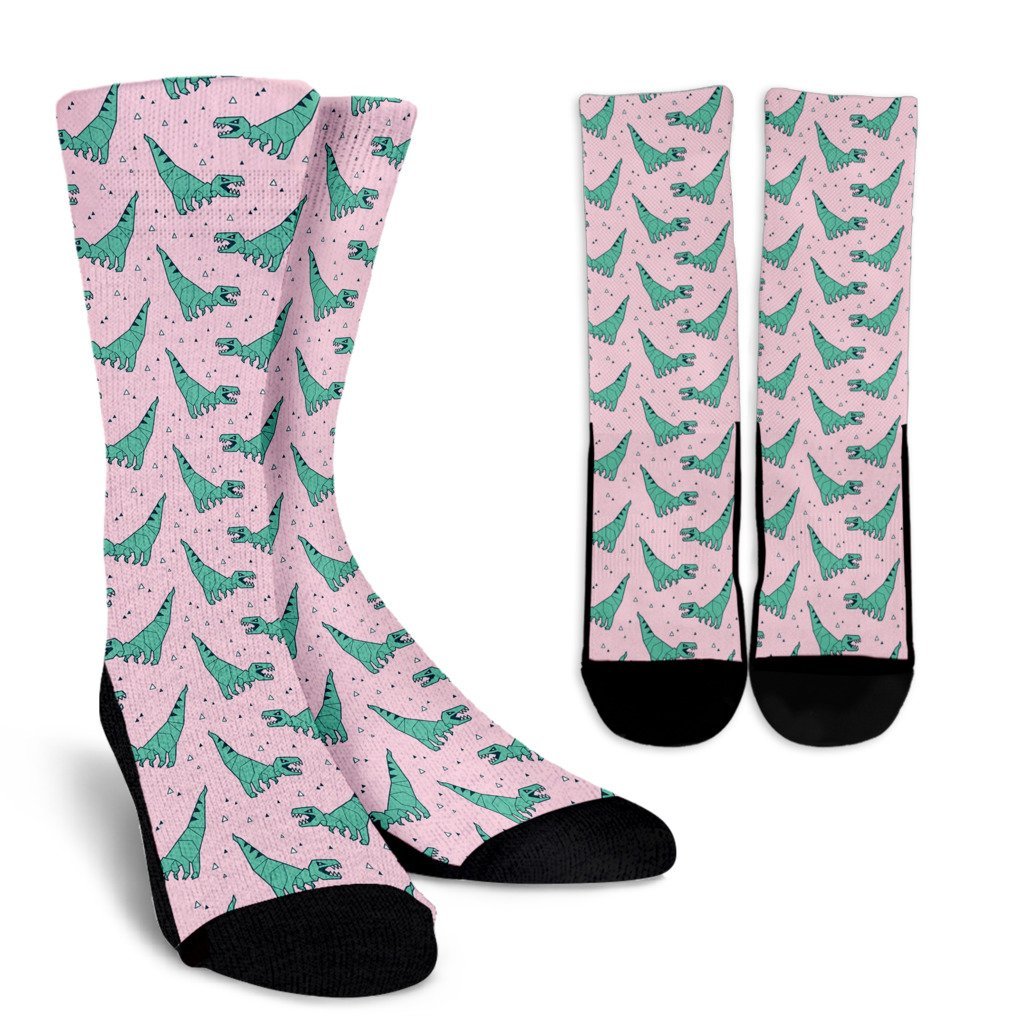 Dinosaur T rex Pattern Print Unisex Crew Socks-grizzshop