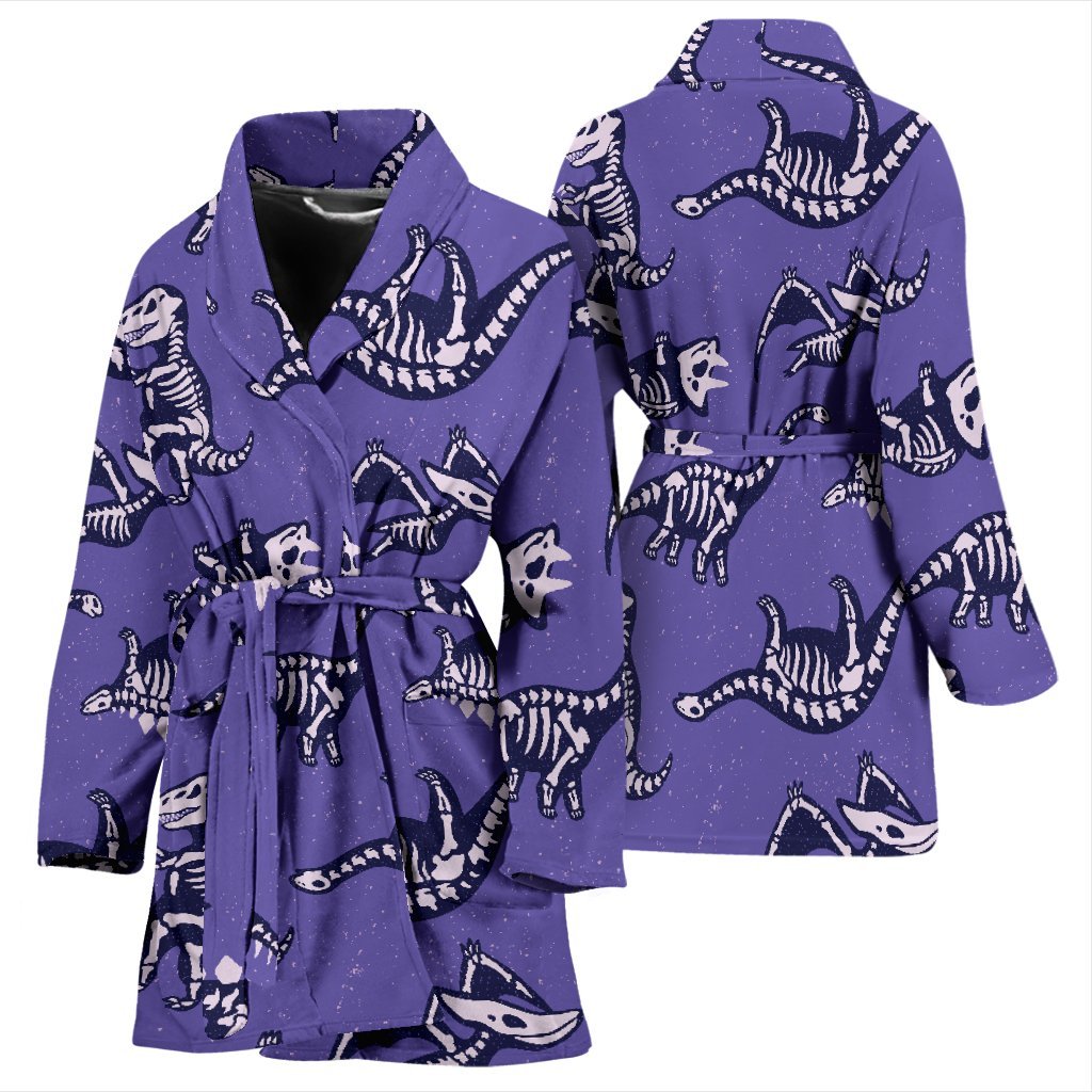 Dinosaur T rex Print Pattern Print Women Long Robe-grizzshop