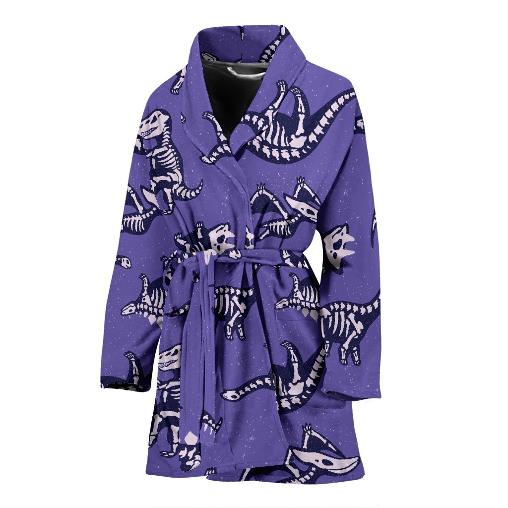Dinosaur T rex Print Pattern Print Women Long Robe-grizzshop